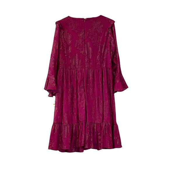 NWT Calvin Klein Floral Texture Chiffon 3/4 Bell Sleeve Jewel Neck Midi Dress - Picture 3 of 5